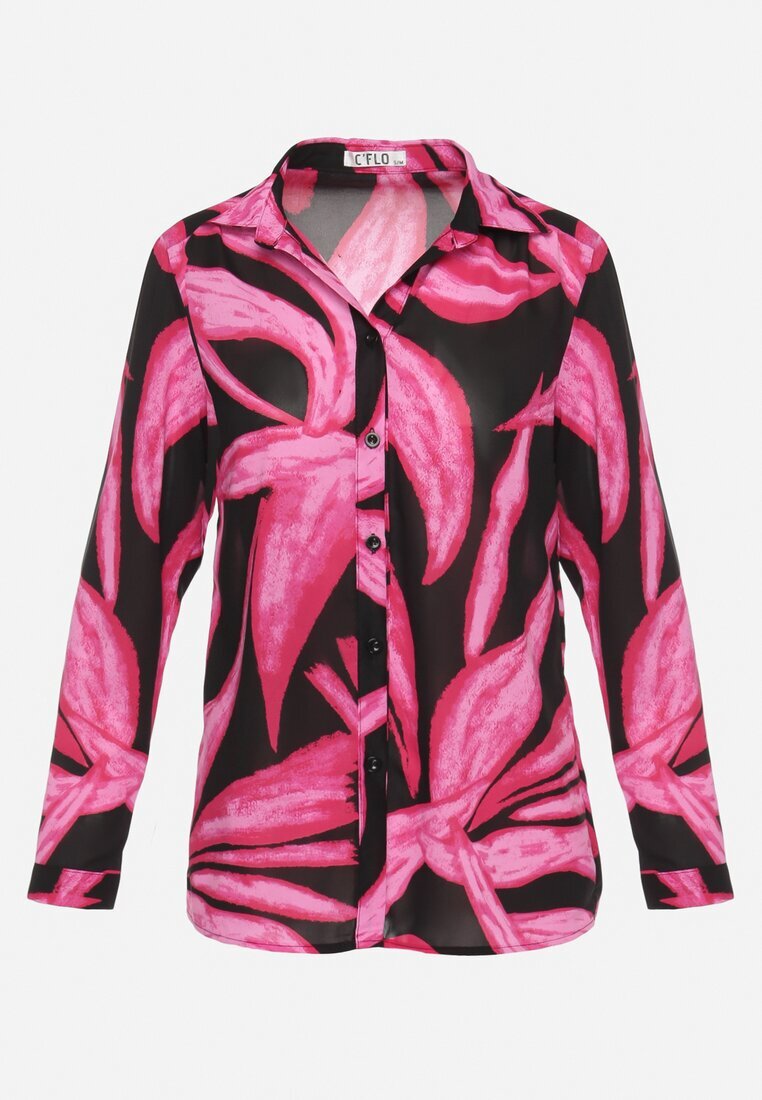 cflo Cămașă Fucsia-Neagră Decorată cu Model Acuarelă Muirella