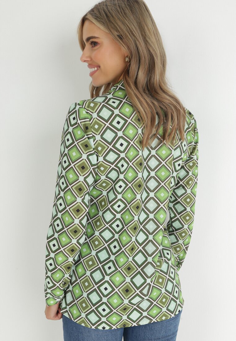 cflo Cămașă Verde deschis cu nasturi cu model geometric Ieawe