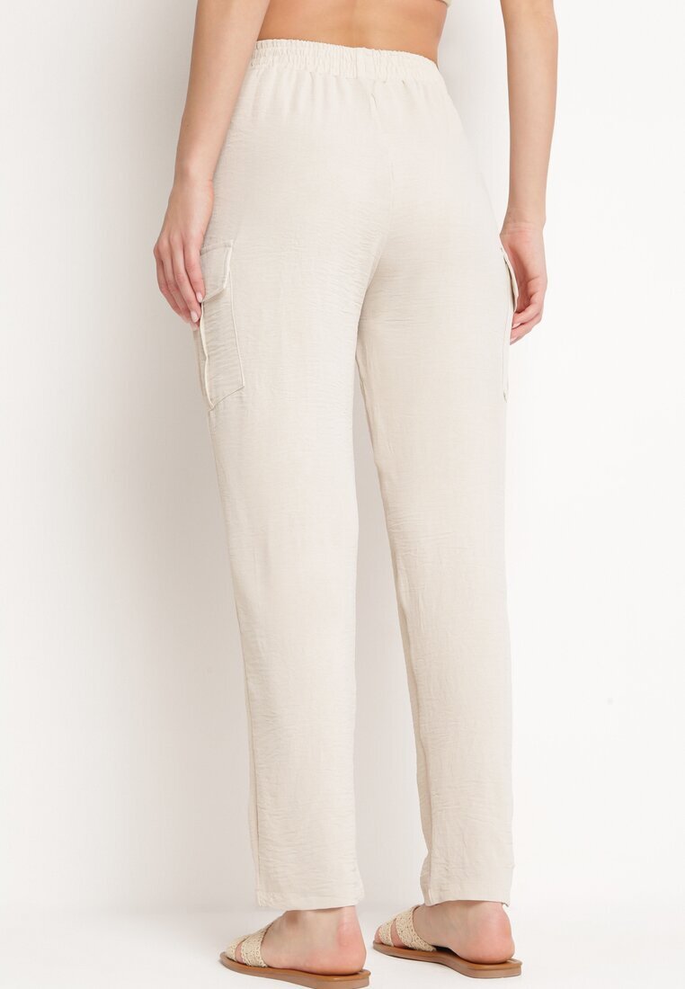 cflo Pantaloni Bej deschis cu elastic în talie Decorați cu șnururi Efista