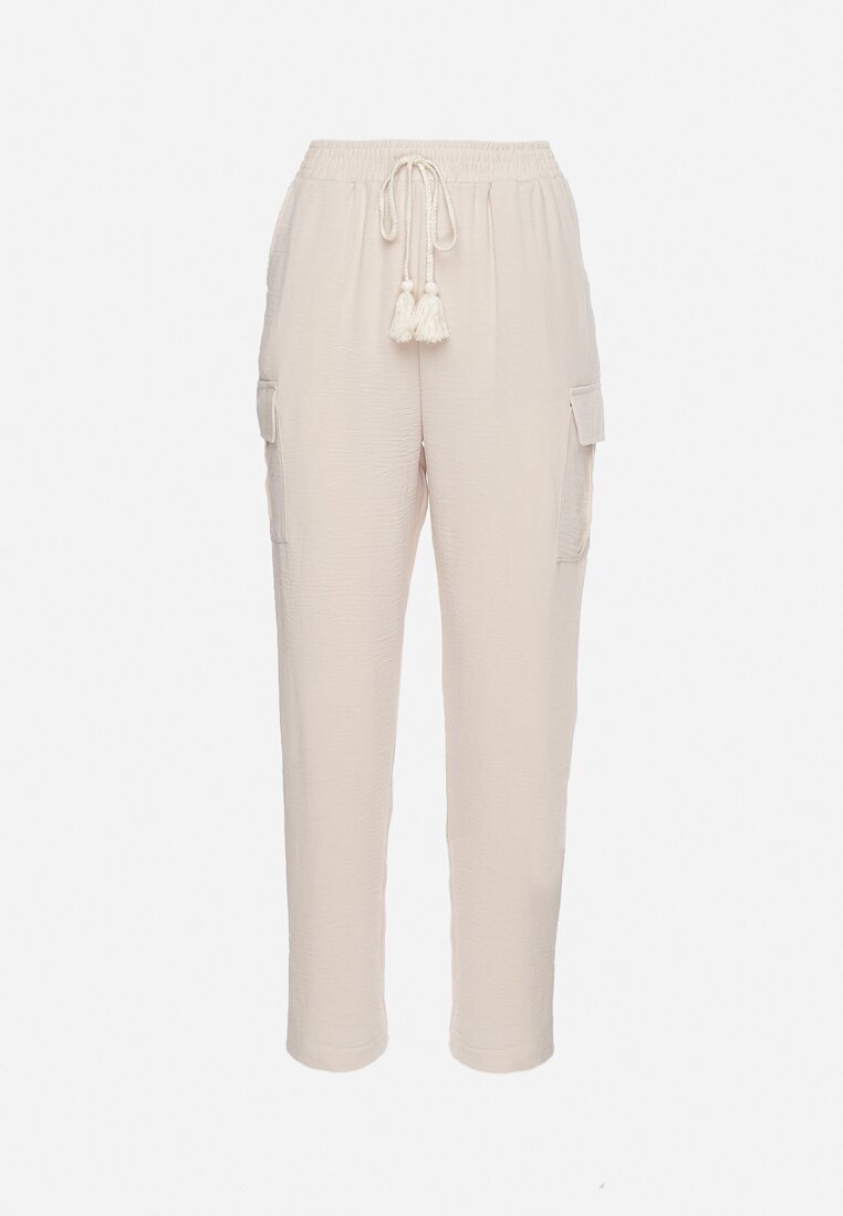 cflo Pantaloni Bej deschis cu elastic în talie Decorați cu șnururi Efista