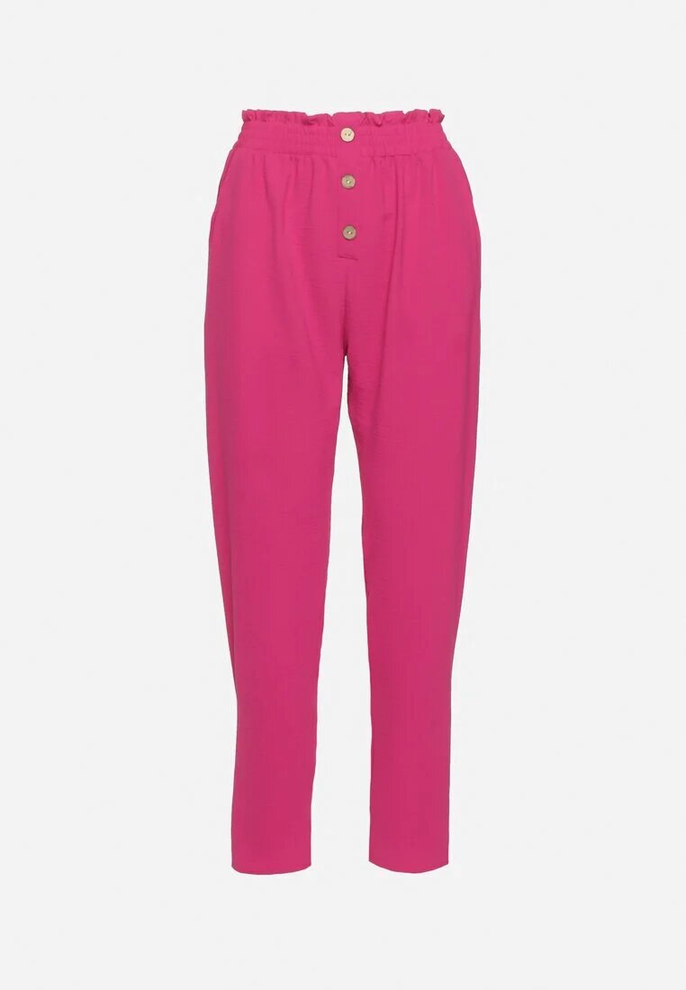 cflo Pantaloni Fucsia cu talie înaltă tip Paper Bag cu elastic în talie Noravia