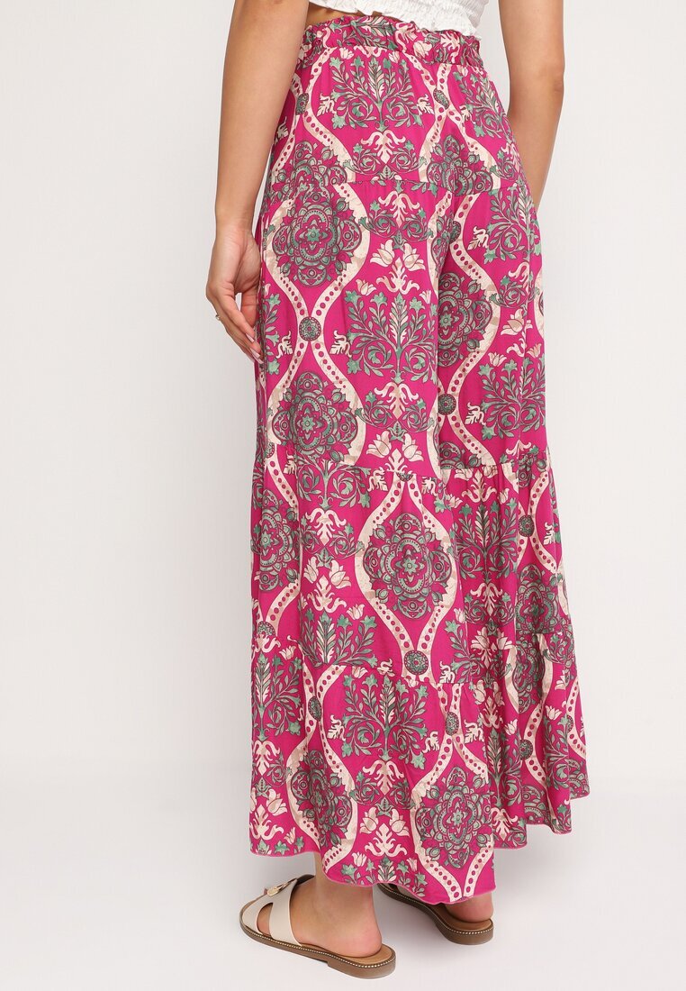 cflo Pantaloni Fucsia Lărgi Din Viscoză Cu Talie Înaltă și Elastic în Talie Risettesna
