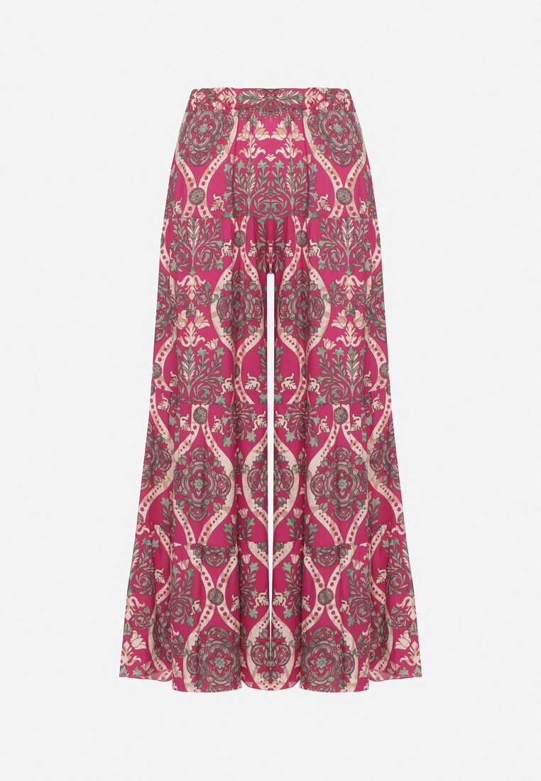 cflo Pantaloni Fucsia Lărgi Din Viscoză Cu Talie Înaltă și Elastic în Talie Risettesna