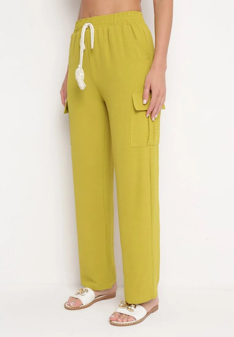 cflo Pantaloni Largi Verde deschis Palazzo cu elastic în talie și buzunare cu clapetă Rannestia