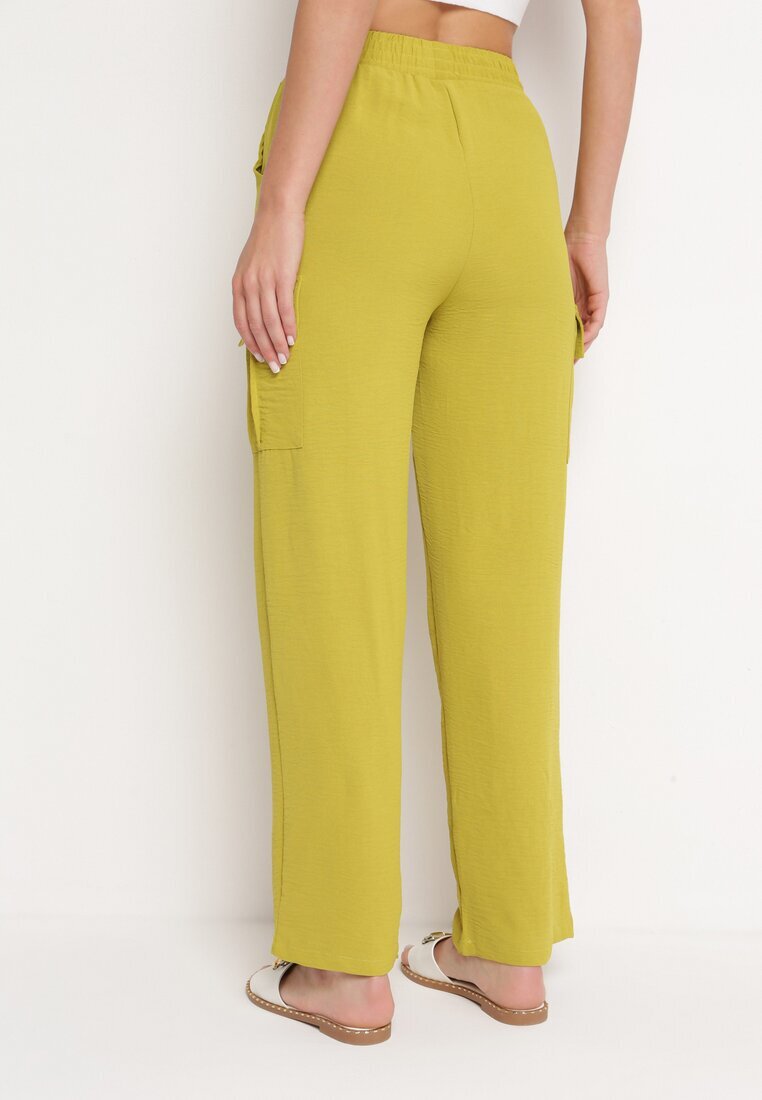 cflo Pantaloni Largi Verde deschis Palazzo cu elastic în talie și buzunare cu clapetă Rannestia