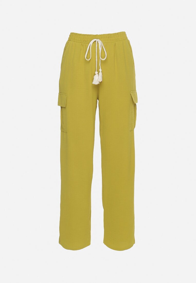 cflo Pantaloni Largi Verde deschis Palazzo cu elastic în talie și buzunare cu clapetă Rannestia