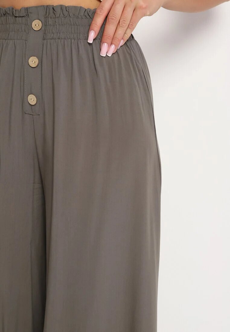 cflo Pantaloni Palazzo Maro din Viscoză cu Elastic în Talie Decorați cu Nasturi cu Picior 3/4 Efilis