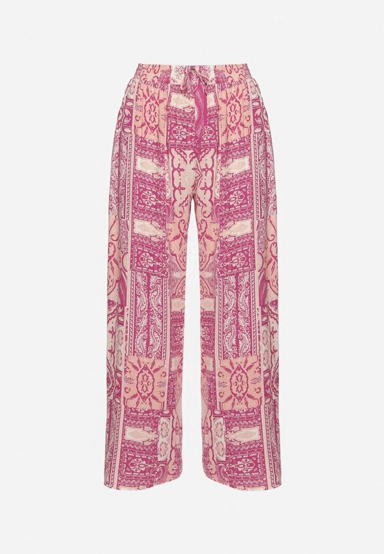 cflo Pantaloni roz Palazzo din Viscoză cu Elastic în Talie Lirfea
