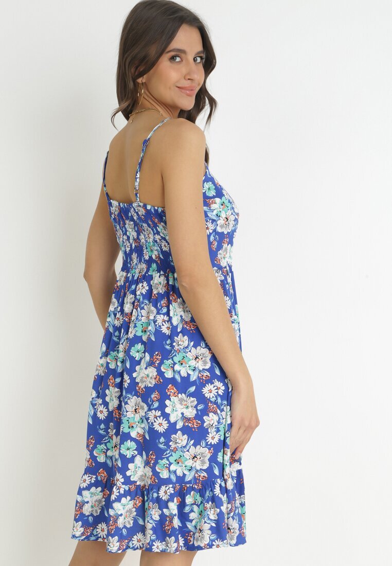 cflo Rochie Albastră cu bretele subțiri din Viscoză cu imprimeu floral Kimball