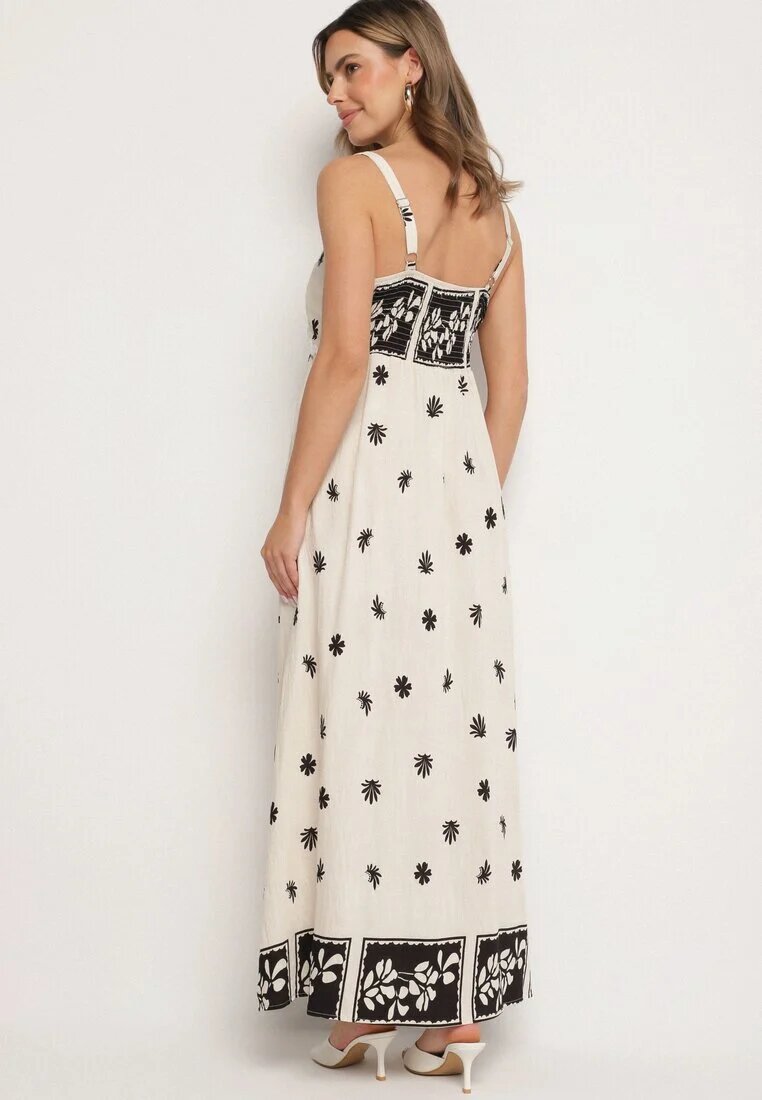 cflo Rochie Bej de Viscoză cu Model Geometric Lenirisa