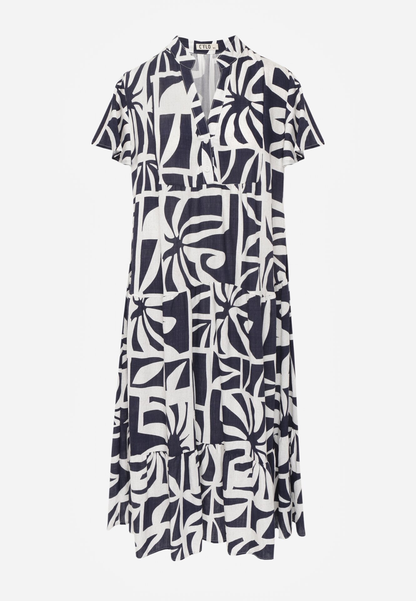 cflo Rochie boxy din viscoză cu model geometric Perante Bleumarin