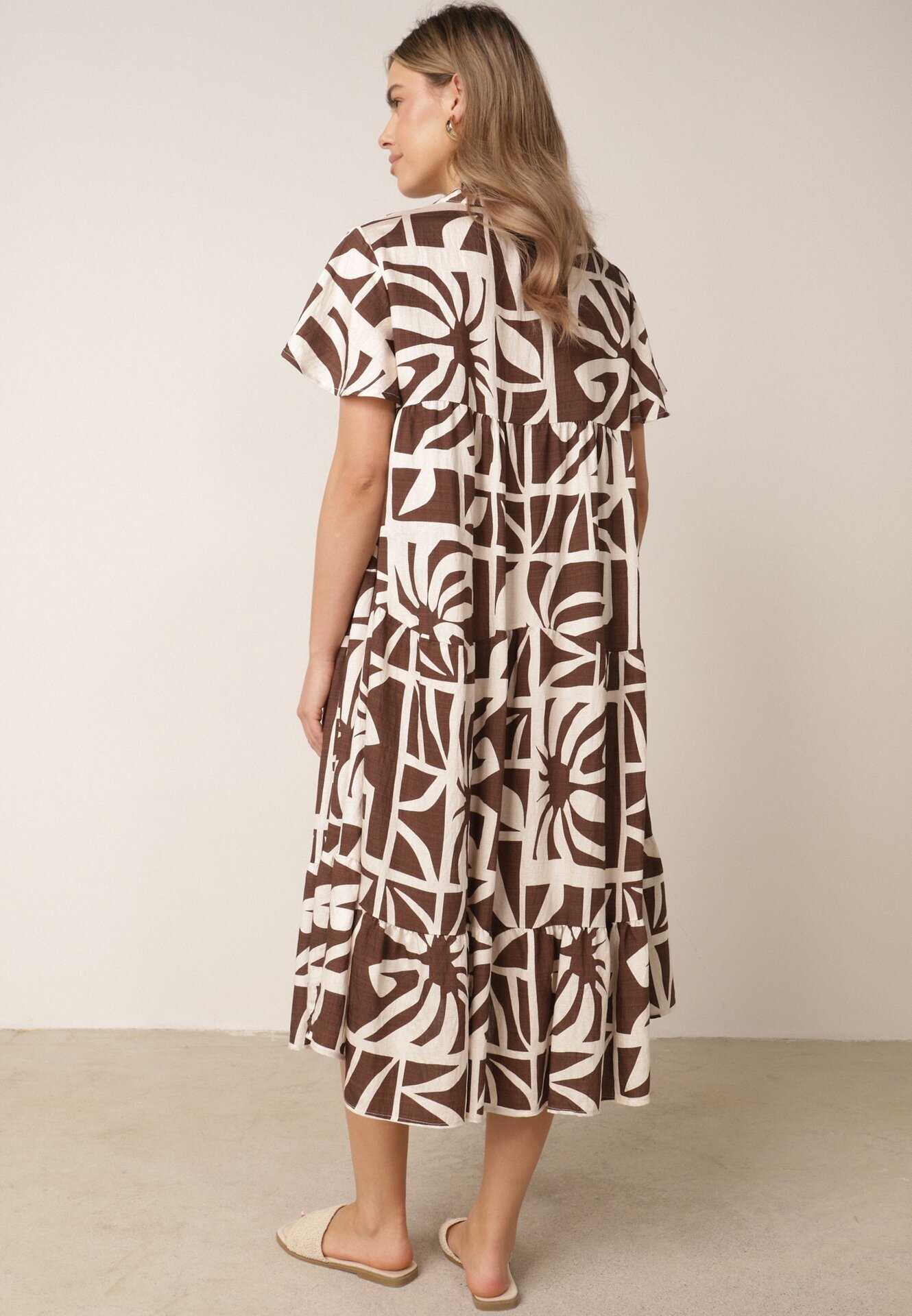 cflo Rochie boxy din viscoză cu model geometric Perante Maro