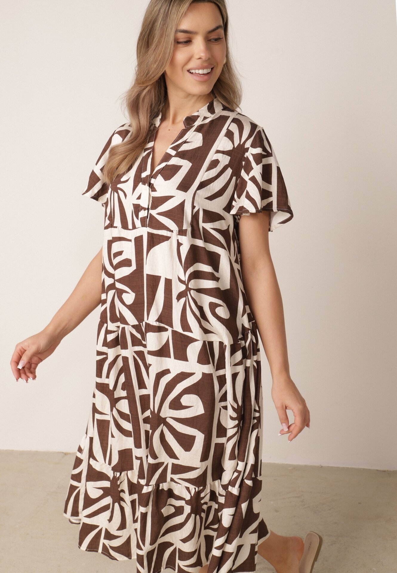 cflo Rochie boxy din viscoză cu model geometric Perante Maro