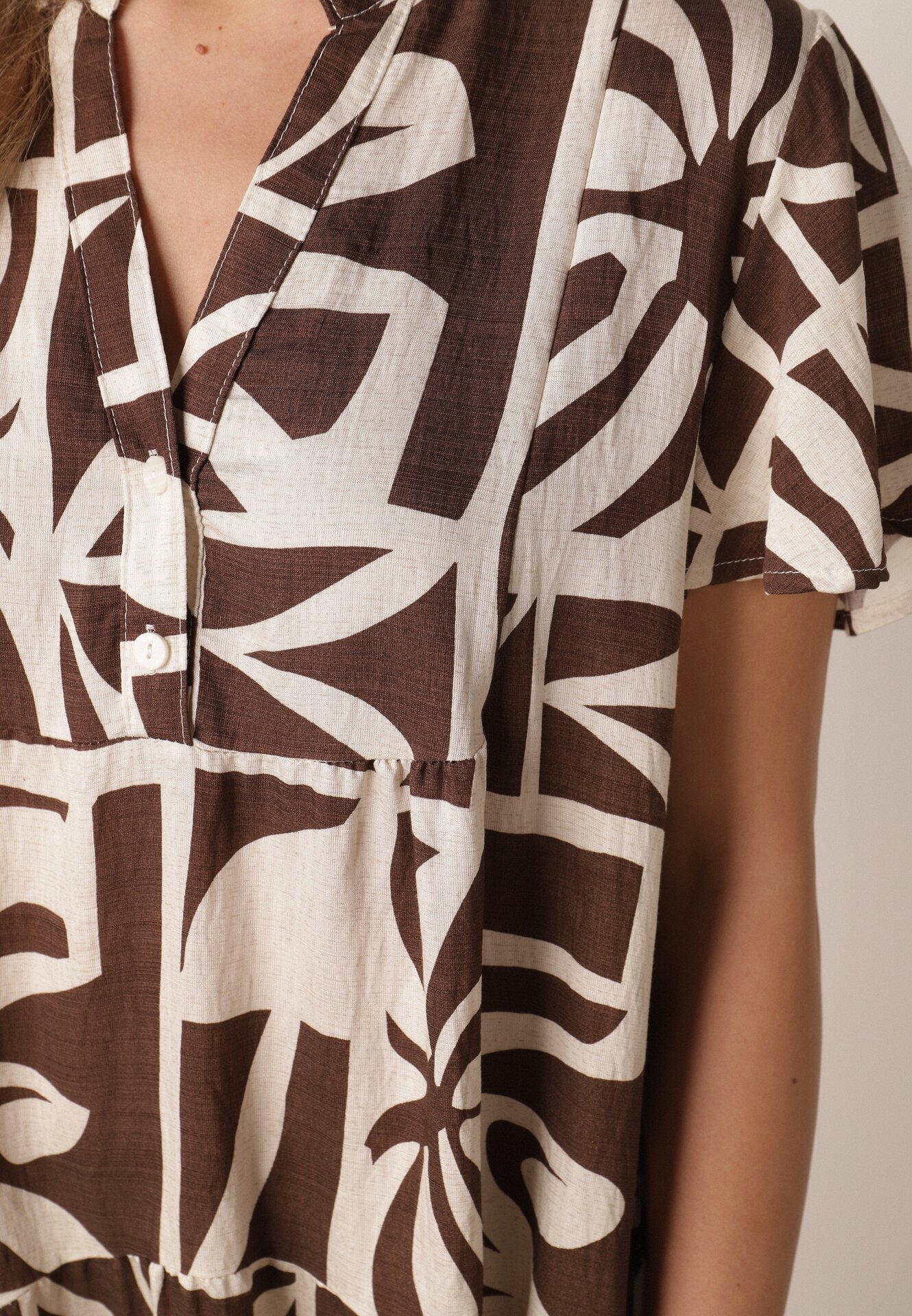 cflo Rochie boxy din viscoză cu model geometric Perante Maro