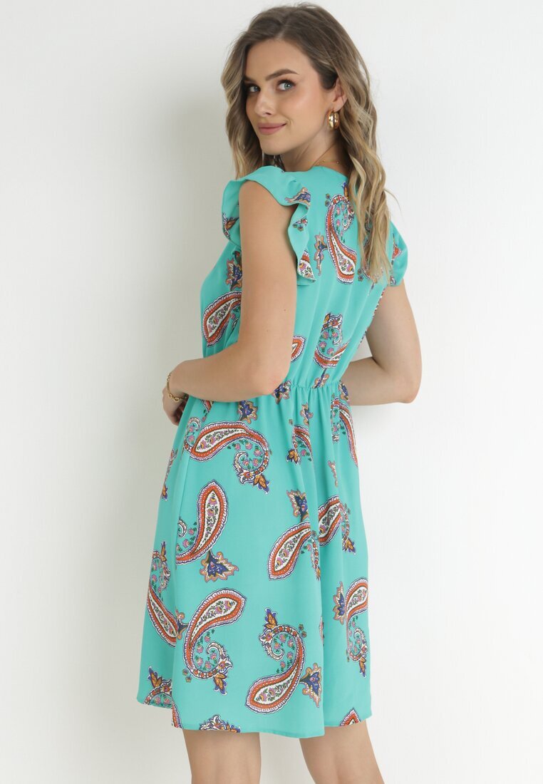 cflo Rochie Evazată Mentă din Viscoză cu model Paisley Marinetta