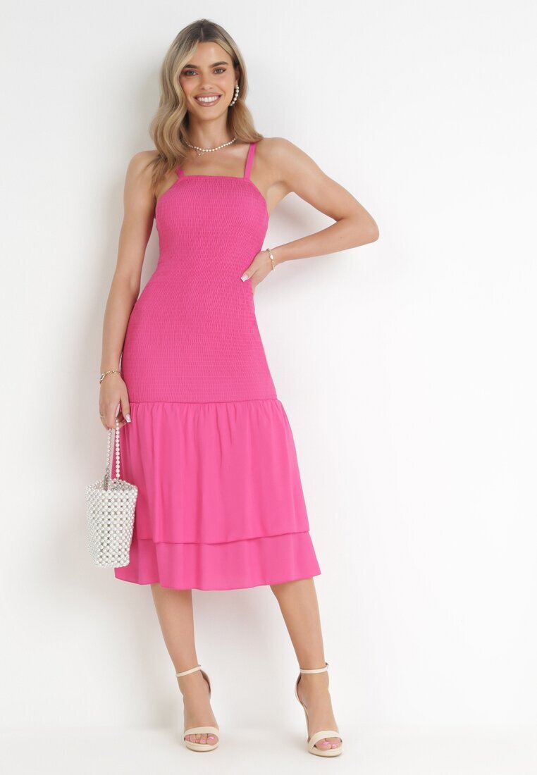 cflo Rochie fucsia din viscoză midi cu croială mulată Ilynn