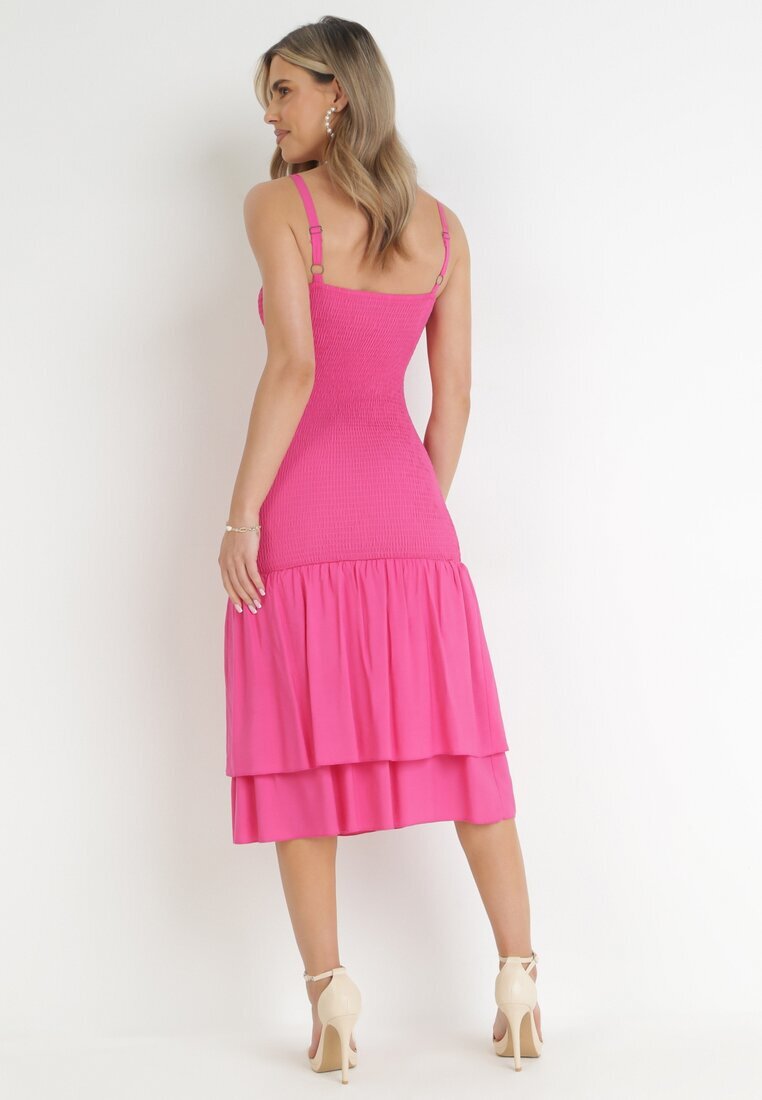 cflo Rochie fucsia din viscoză midi cu croială mulată Ilynn