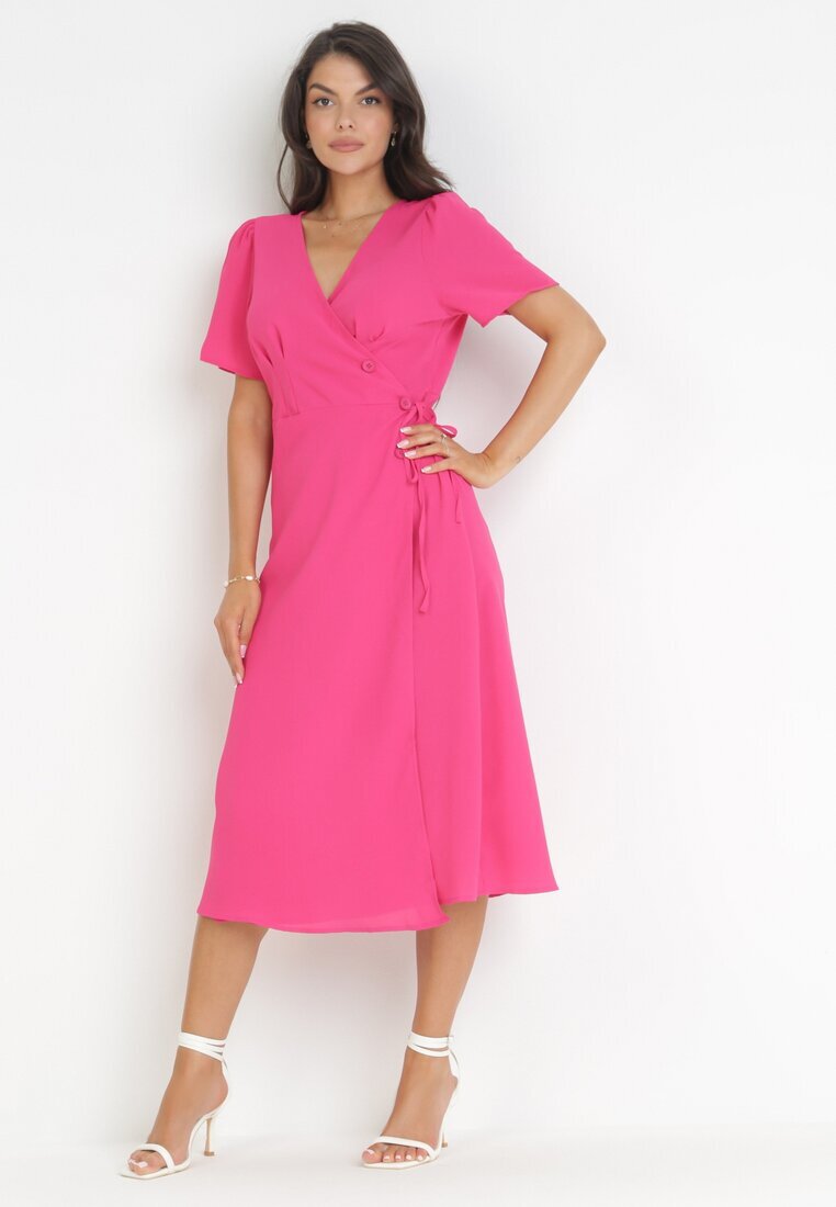 cflo Rochie Fucsia Tip plic Midi cu curea din material Rahellitte