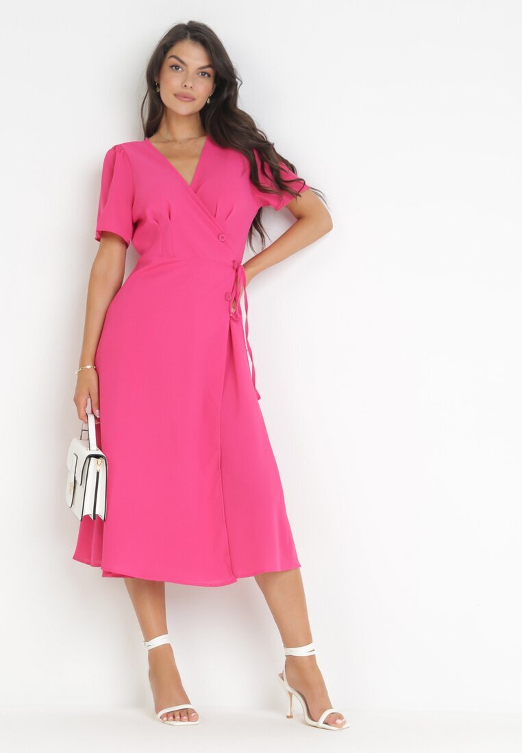 cflo Rochie Fucsia Tip plic Midi cu curea din material Rahellitte