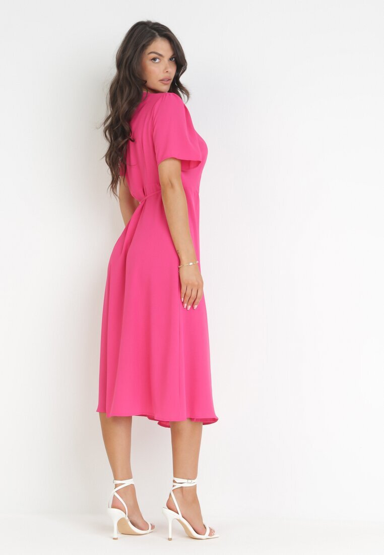 cflo Rochie Fucsia Tip plic Midi cu curea din material Rahellitte