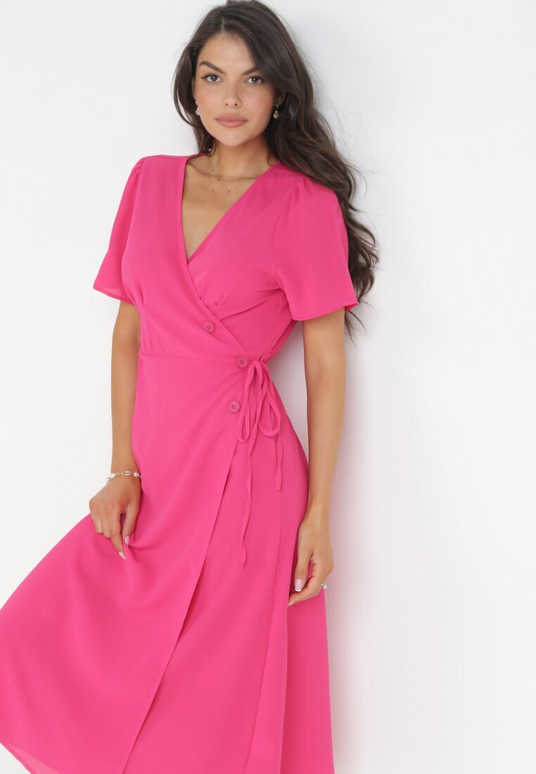 cflo Rochie Fucsia Tip plic Midi cu curea din material Rahellitte