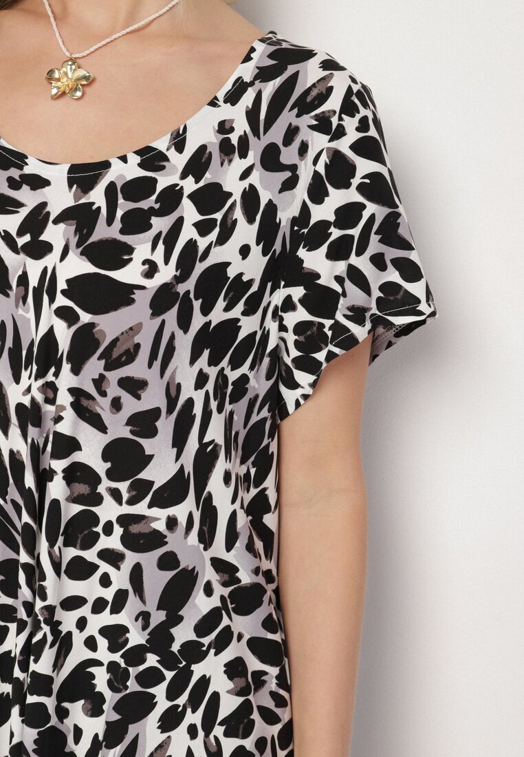 cflo Rochie Gri din Viscoză croi Evazat imprimeu Leopard Luneira