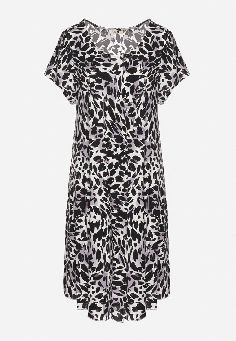 cflo Rochie Gri din Viscoză croi Evazat imprimeu Leopard Luneira
