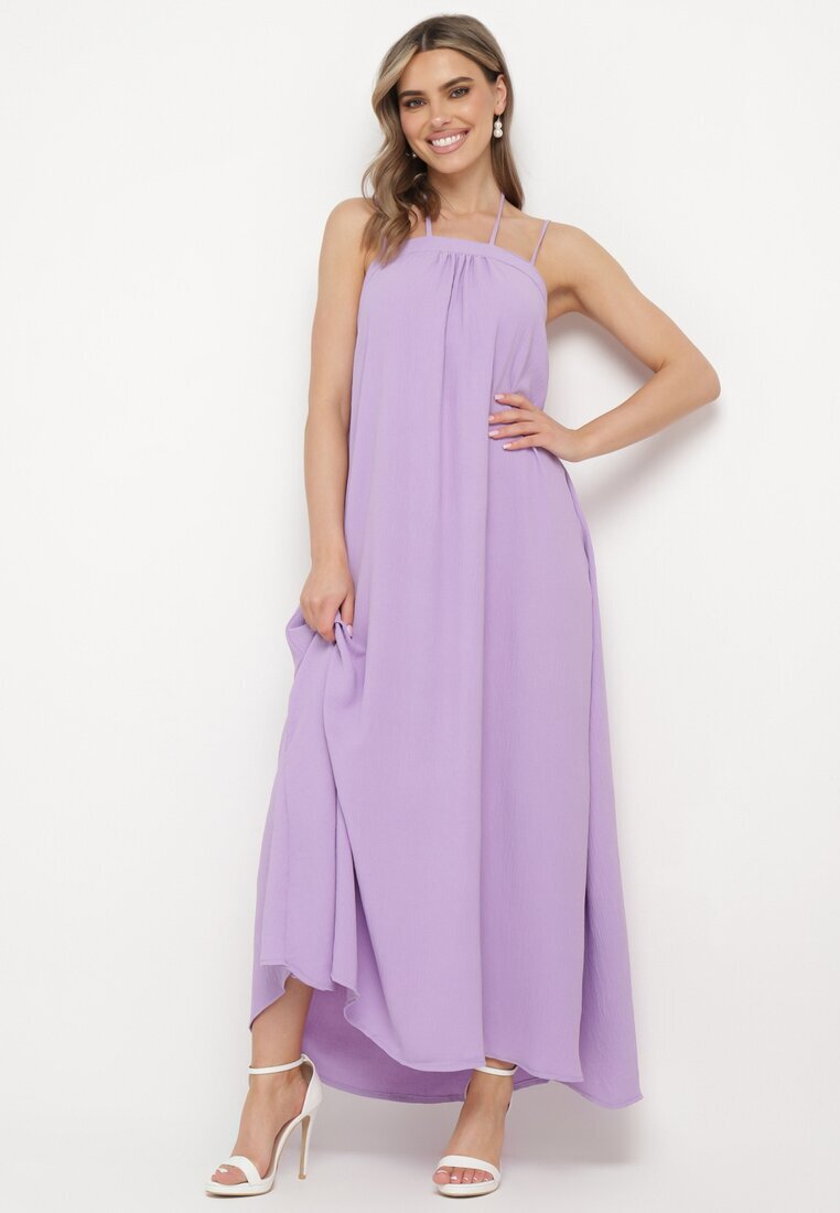 cflo Rochie Mov cu bretele reglabile legată la gât Ploeliama