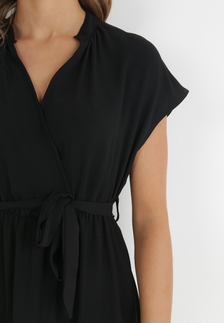 cflo Rochie Neagră Maxi Legată în Talie cu Elastic în Talie Vynyndu
