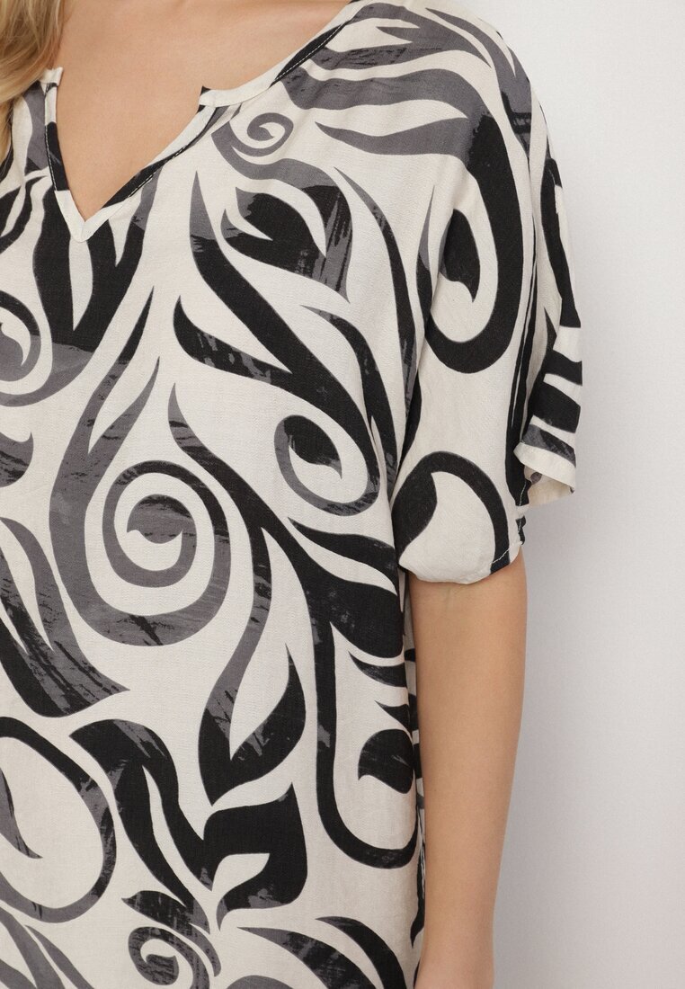 cflo Rochie Neagră Tip Cutie cu model ornamental din viscoză Tosela