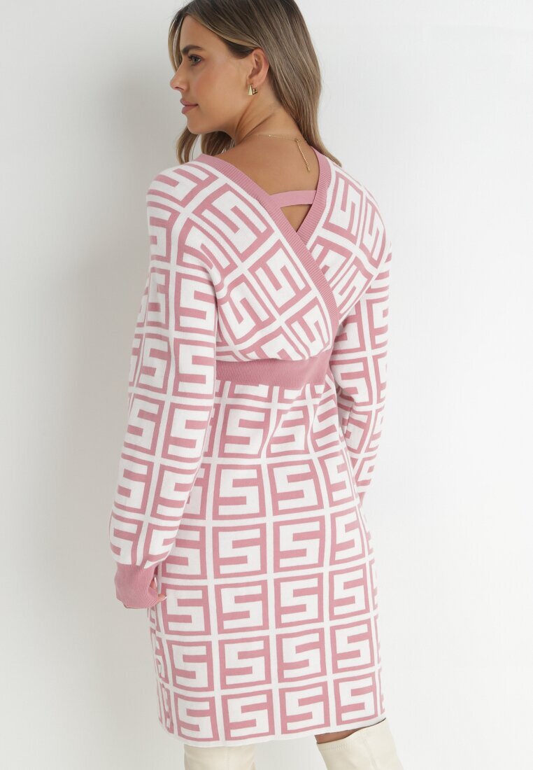 cflo Rochie Roz din Lână cu Model Geometric Itasoi