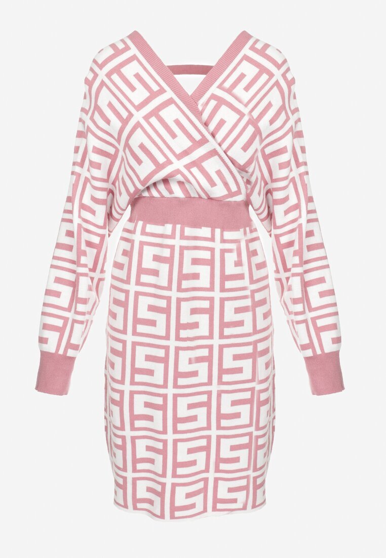 cflo Rochie Roz din Lână cu Model Geometric Itasoi