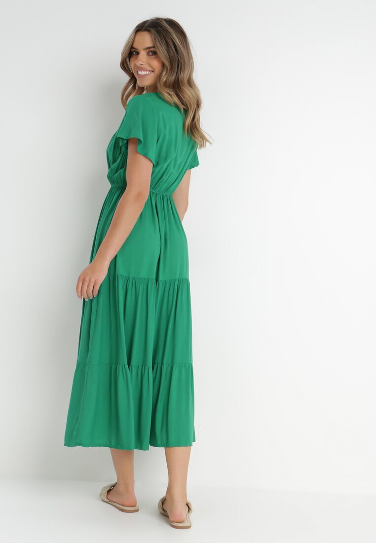 cflo Rochie Verde evazată din Vâscoză stil Folky