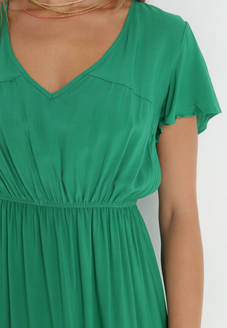 cflo Rochie Verde evazată din Vâscoză stil Folky