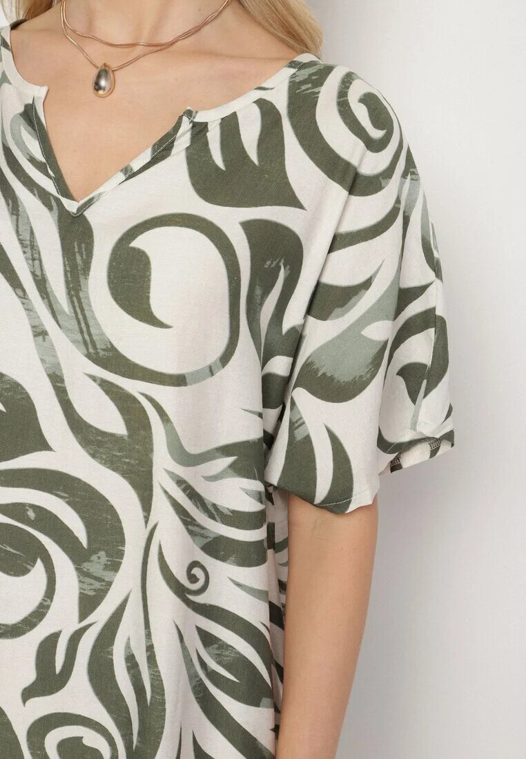 cflo Rochie Verde închis Tip cutie cu Model Ornamental din Viscoză Tosela