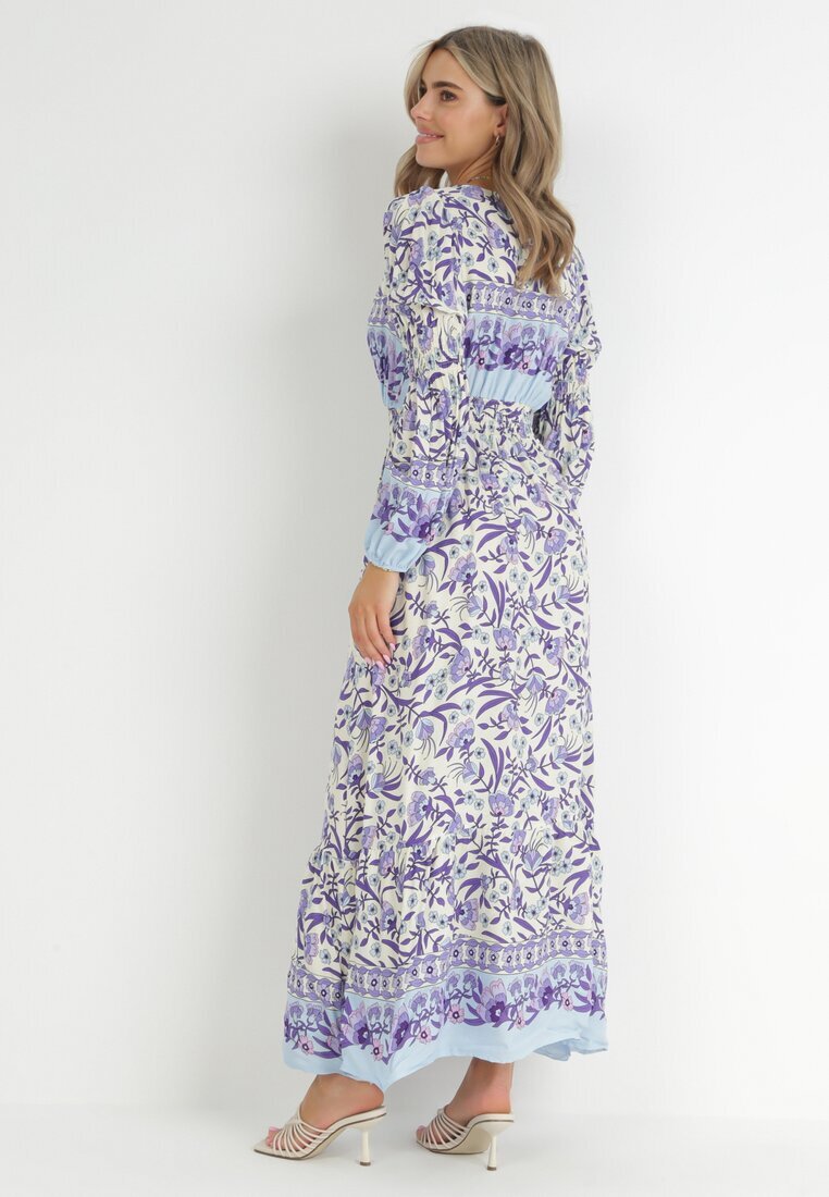 cflo Rochie Violet-Bej Boho din Viscoză Lohine