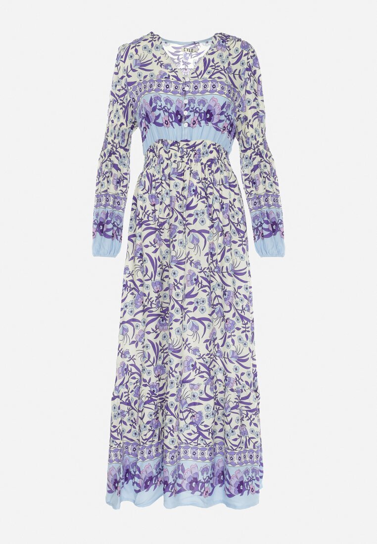 cflo Rochie Violet-Bej Boho din Viscoză Lohine