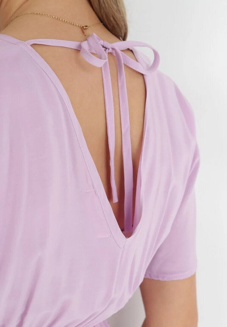 cflo Rochie Violet Cloș Maxi cu elastic și șnur în talie din Viscoză Baneta