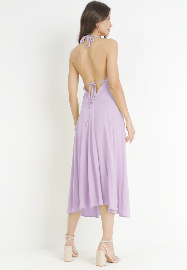 cflo Rochie Violet Legată la Gât din Viscoză Ellaze