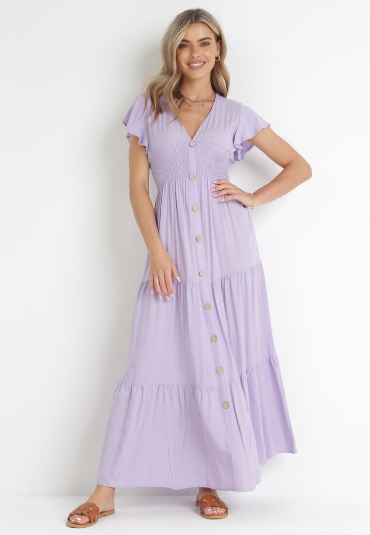 cflo Rochie Violetă din Viscoză Heeny