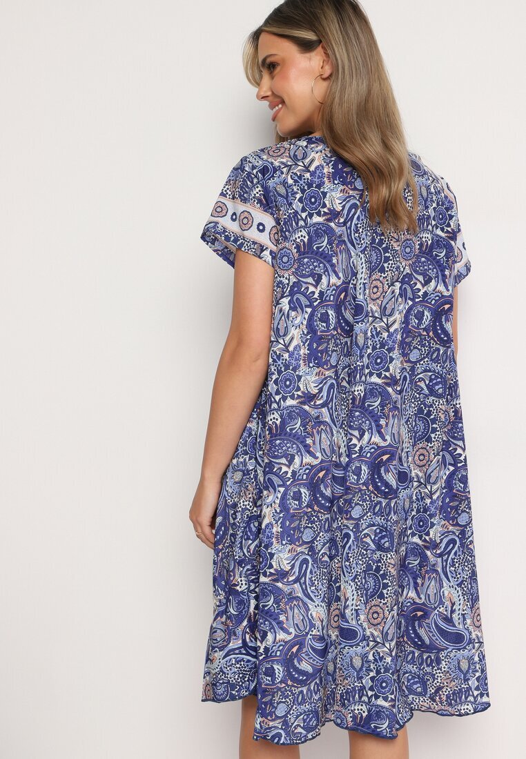 cflo Rochie viscoză bleumarin cu croi evazat în stil Boho Melnea