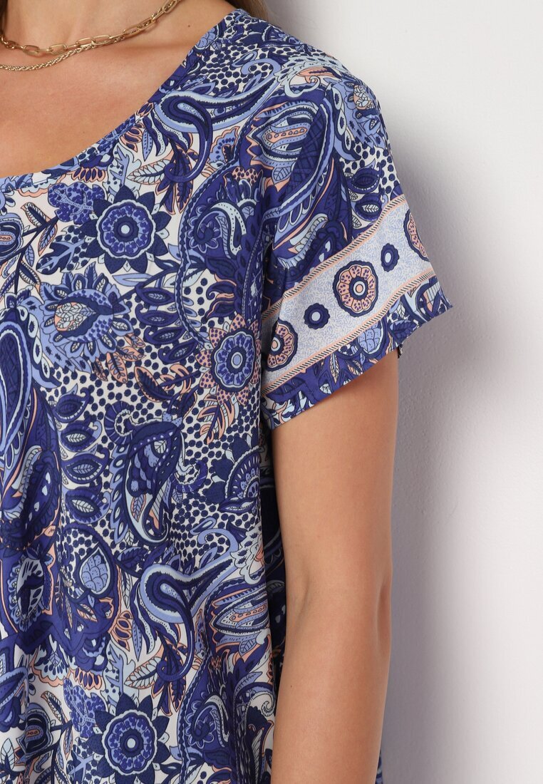 cflo Rochie viscoză bleumarin cu croi evazat în stil Boho Melnea