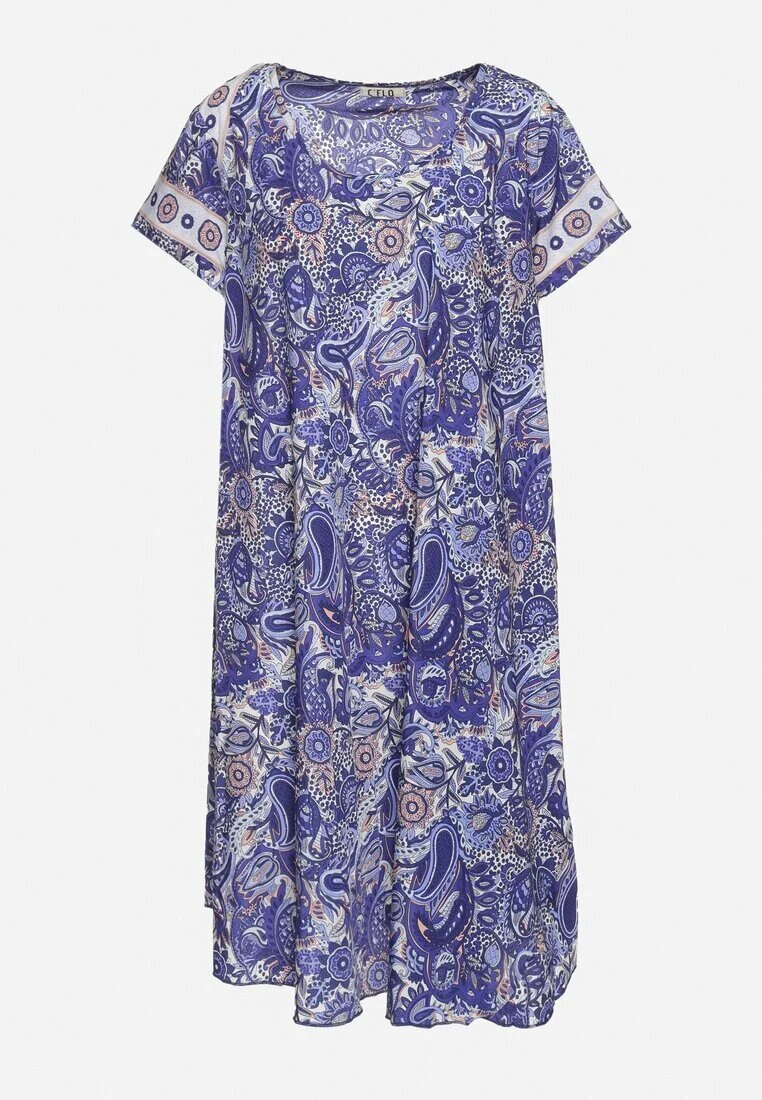 cflo Rochie viscoză bleumarin cu croi evazat în stil Boho Melnea