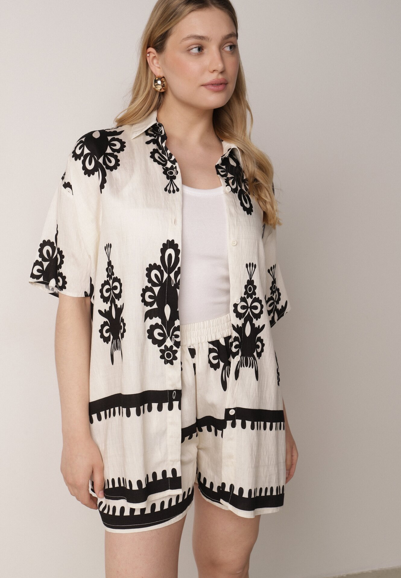 cflo Set Bej-Negru în Stil Rustic Cămașă și Pantaloni scurți Tosmire