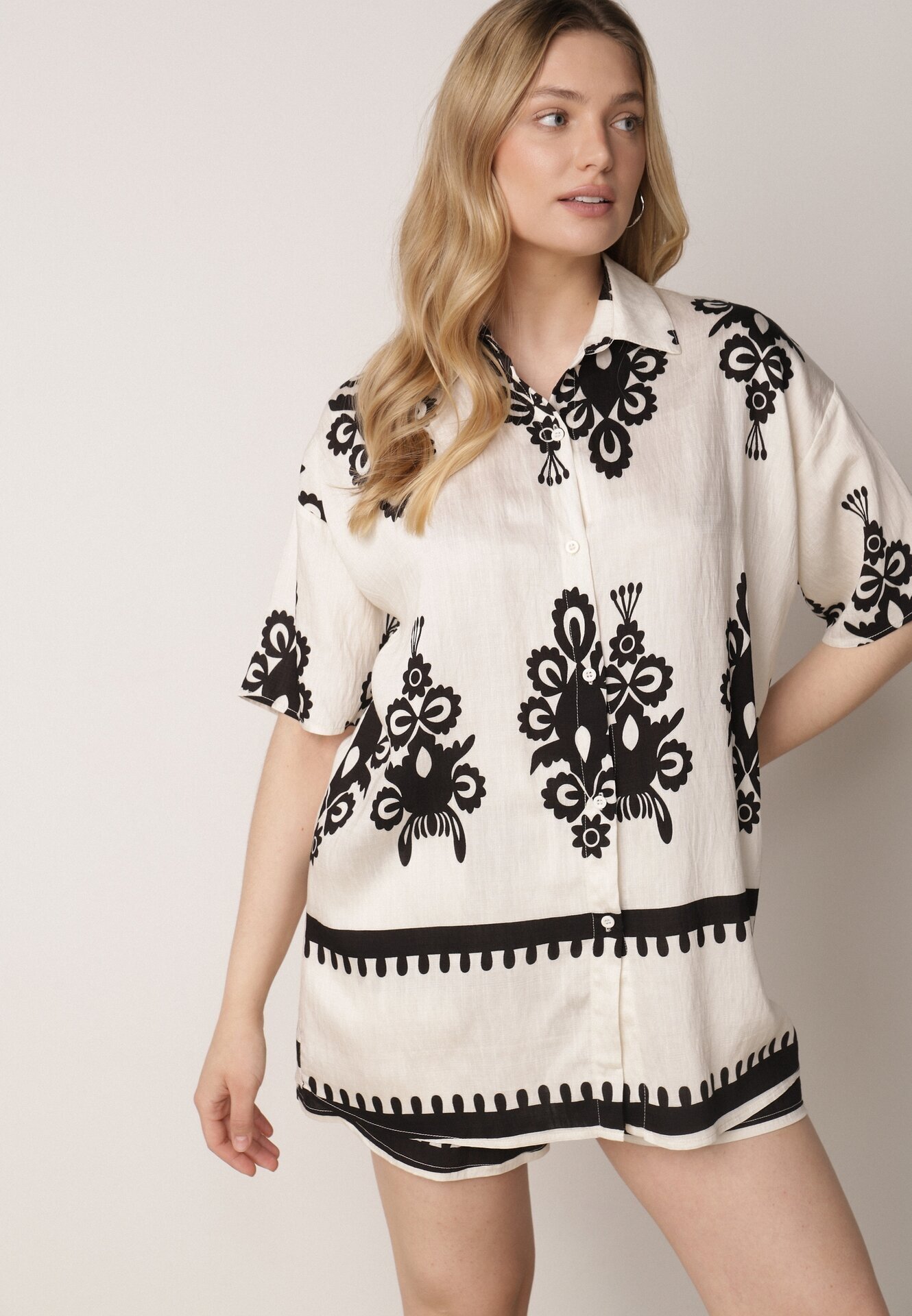 cflo Set Bej-Negru în Stil Rustic Cămașă și Pantaloni scurți Tosmire