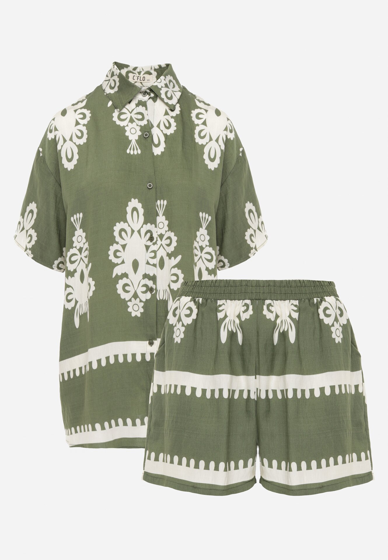 cflo Set Verde închis în Stil Rustic Cămașă și Pantaloni scurți Tosmire