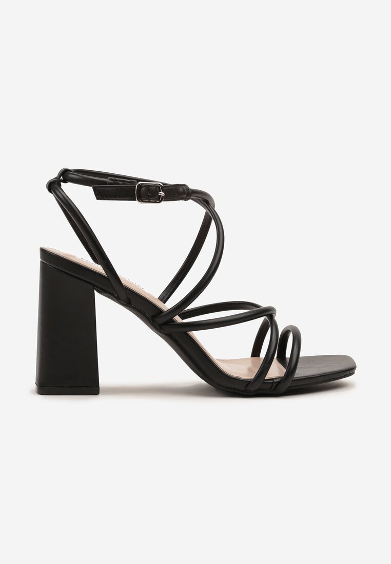 chiara foscari Sandale Negre cu toc decorate cu barete Miroti