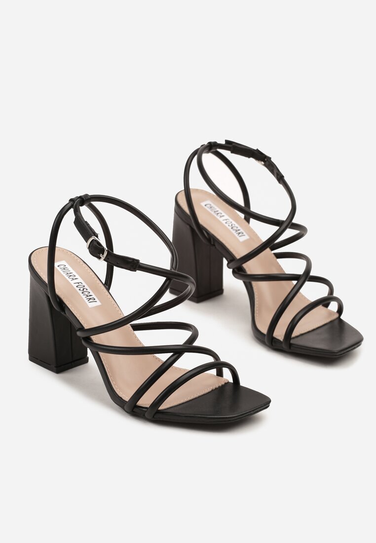 chiara foscari Sandale Negre cu toc decorate cu barete Miroti