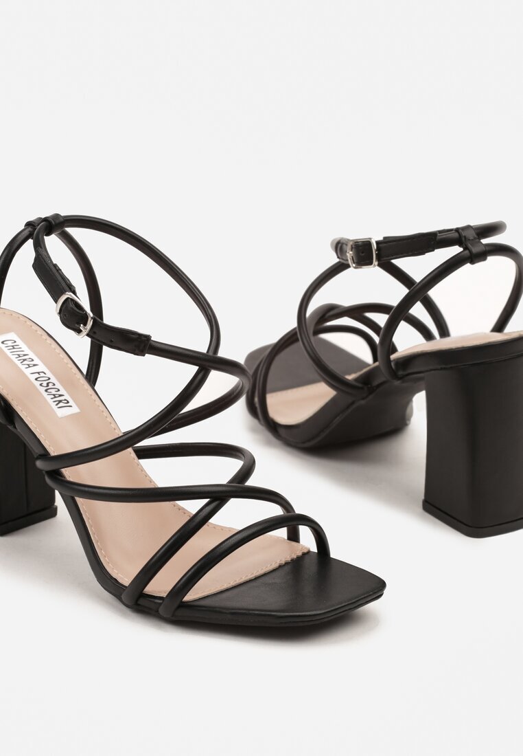 chiara foscari Sandale Negre cu toc decorate cu barete Miroti