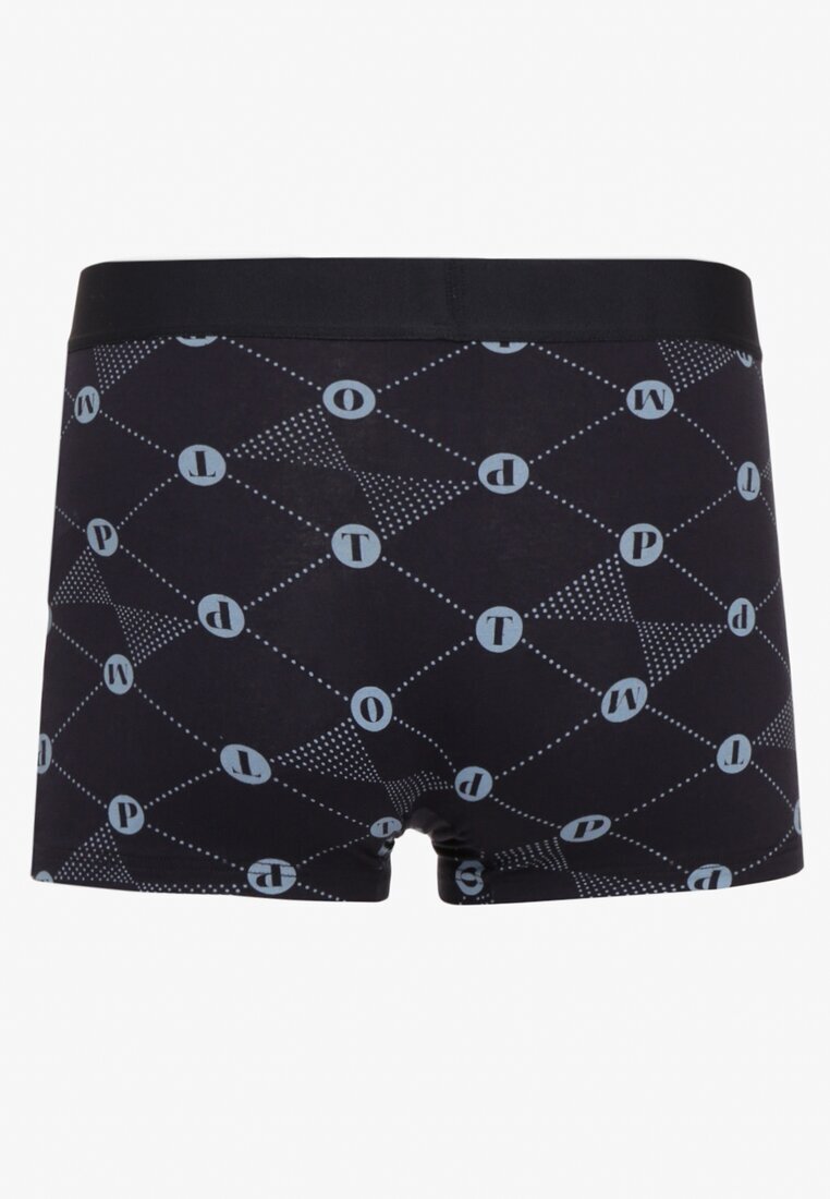  Chiloți boxer bleumarin de bumbac cu inscripție decorativă și bandă elastică lată Velsea